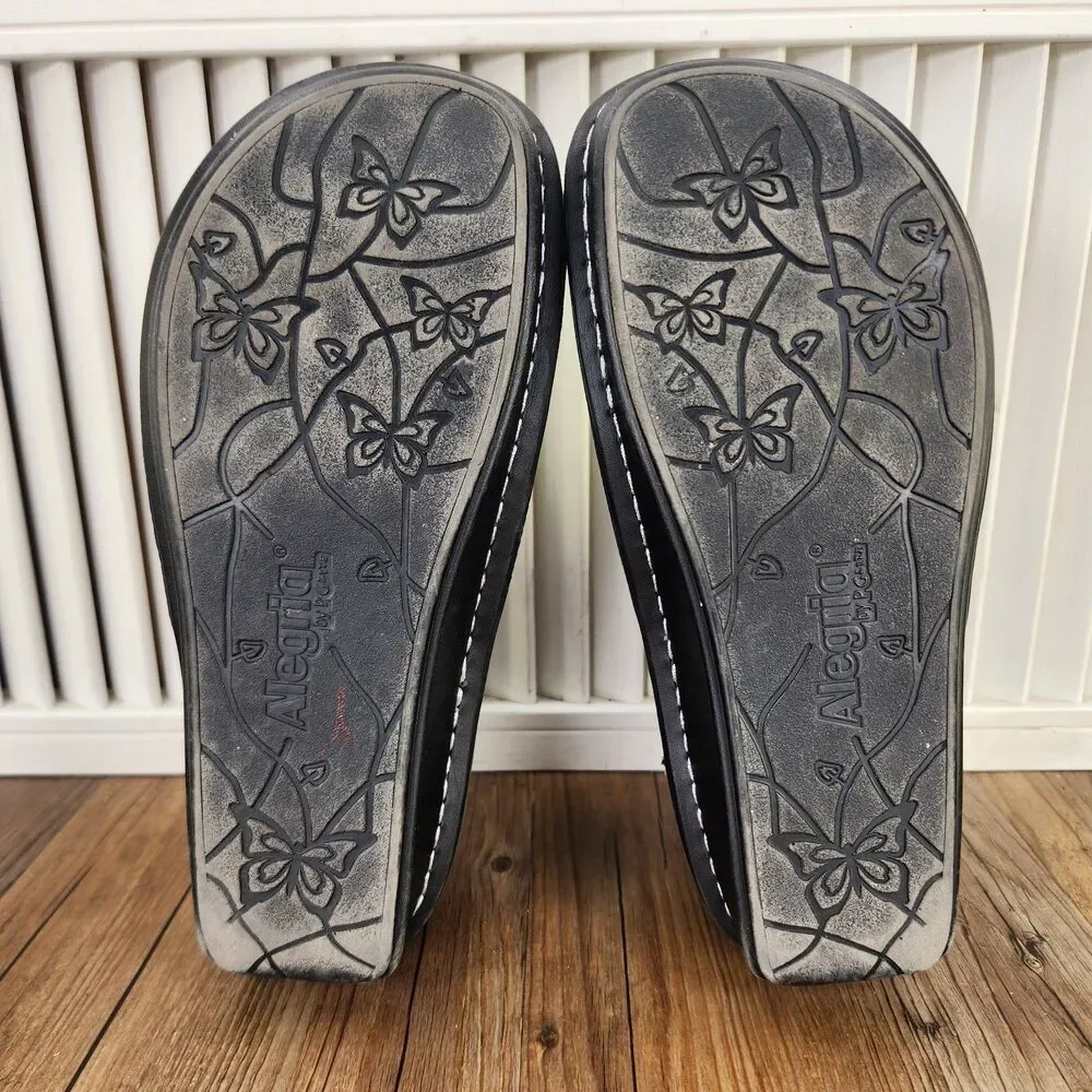 Alegria Caiti Womens Size US 7.5 EU 37 Black Tooled Leather Ankle Bootie Boots